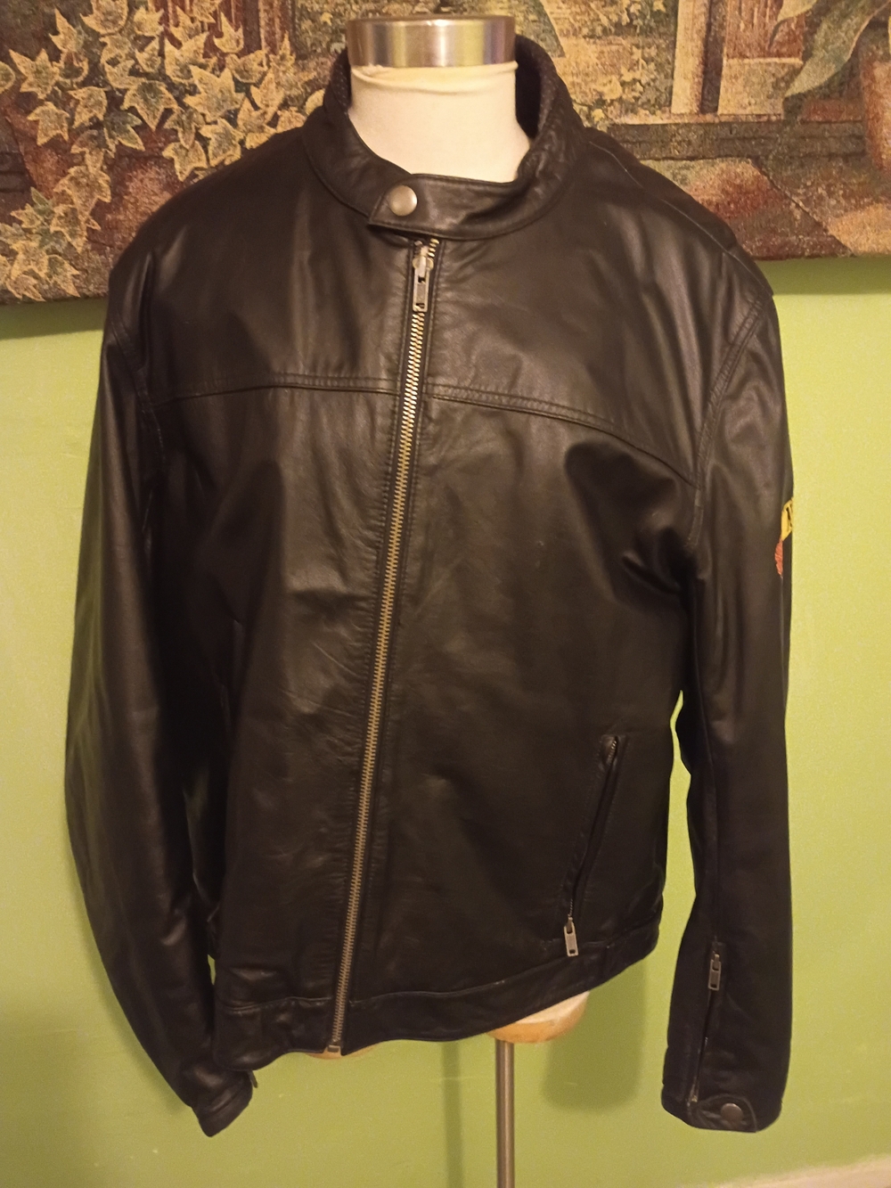 Guns And Roses Jacket Wilsons Leather Black Asymmetrical Zip Bomber Jacket